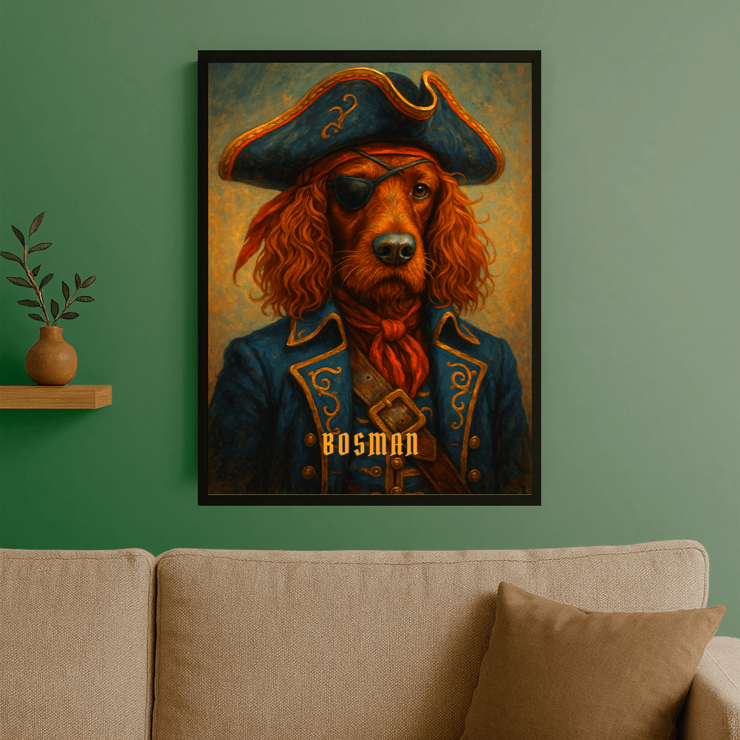 Pies w roli pirata - portret na plakacie dla miłośnika psów - StwórzPrezent.pl