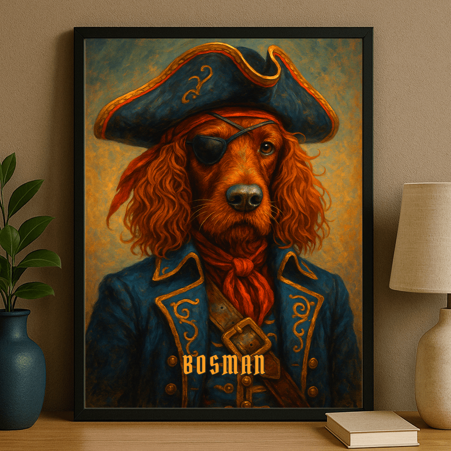 Pies w roli pirata - portret na plakacie dla miłośnika psów - StwórzPrezent.pl