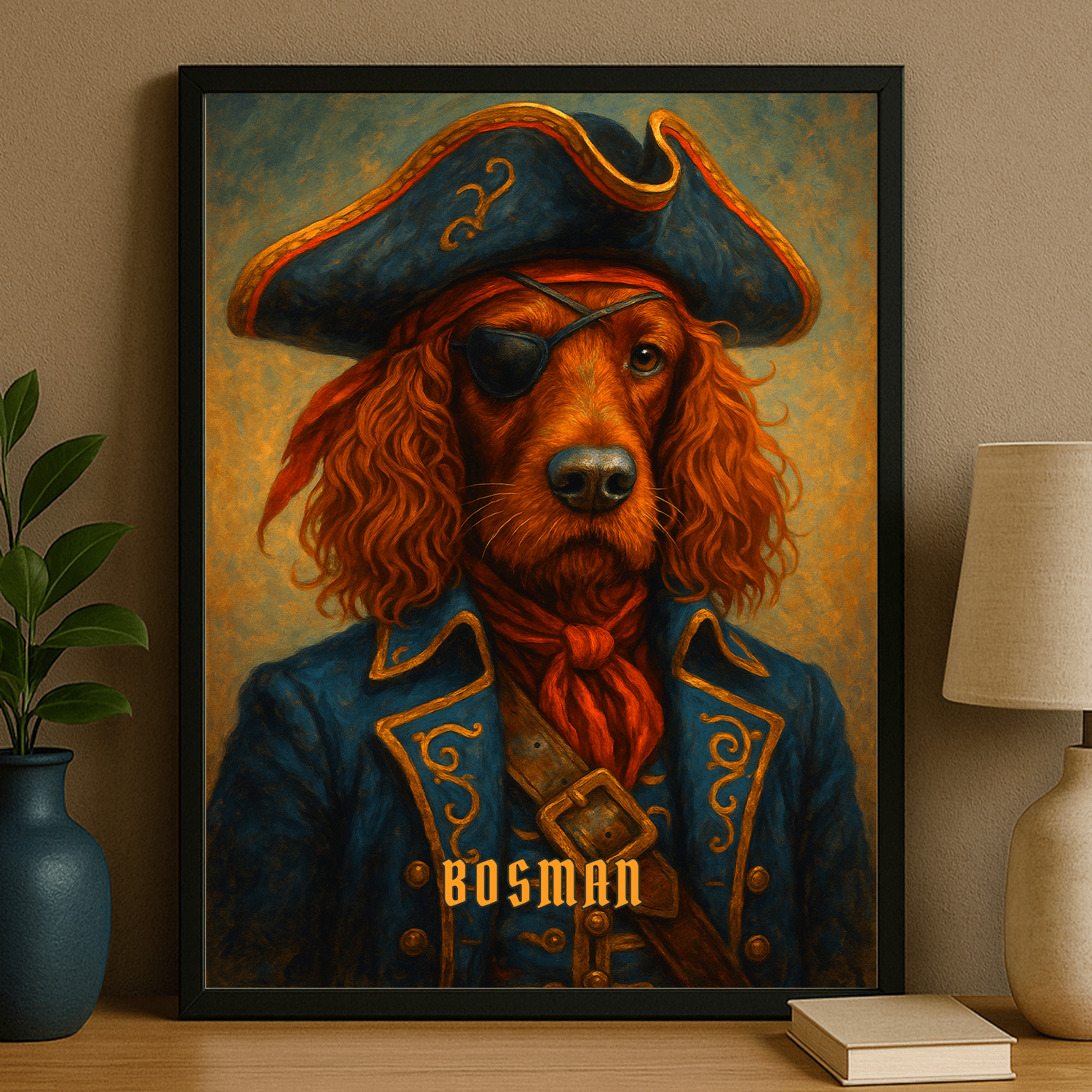 Pies w roli pirata - portret na plakacie dla miłośnika psów - StwórzPrezent.pl