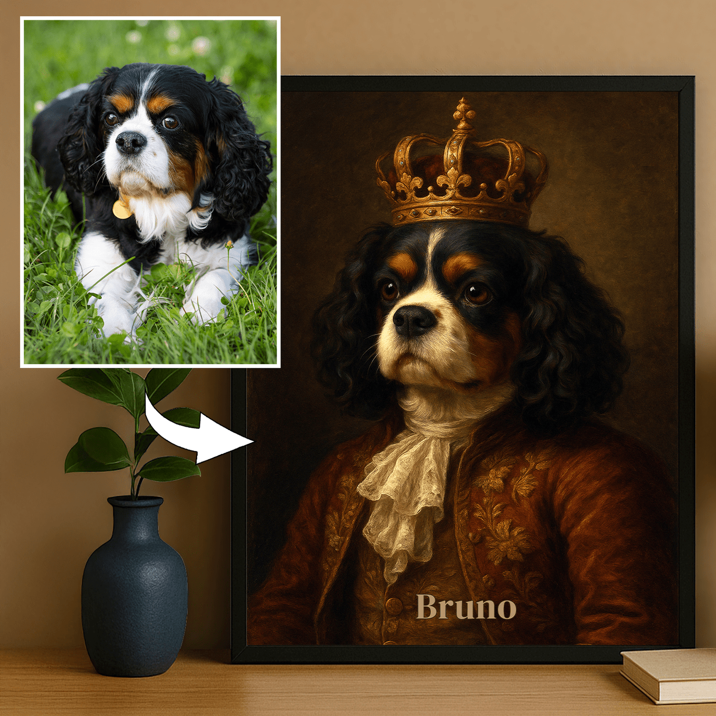 Pies w stylu king - portret na plakacie dla miłośnika psów - StwórzPrezent.pl