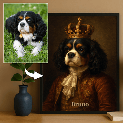 Pies w stylu king - portret na plakacie dla miłośnika psów - StwórzPrezent.pl