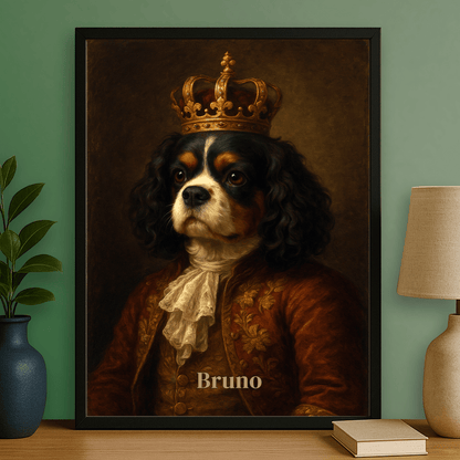 Pies w stylu king - portret na plakacie dla miłośnika psów - StwórzPrezent.pl