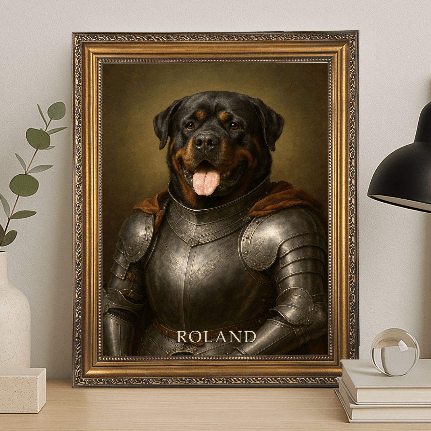 Pies w zbroi rycerskiej - portret na płótnie dla miłośnika psów - StwórzPrezent.pl
