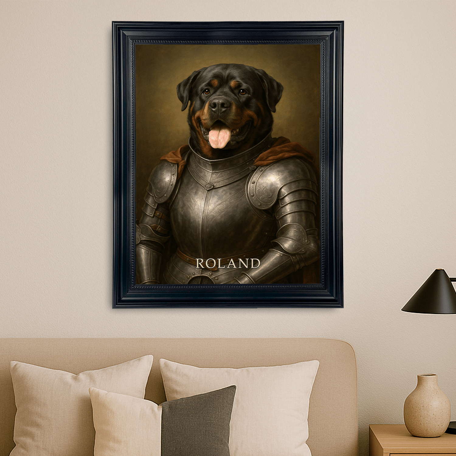 Pies w zbroi rycerskiej - portret na płótnie dla miłośnika psów - StwórzPrezent.pl