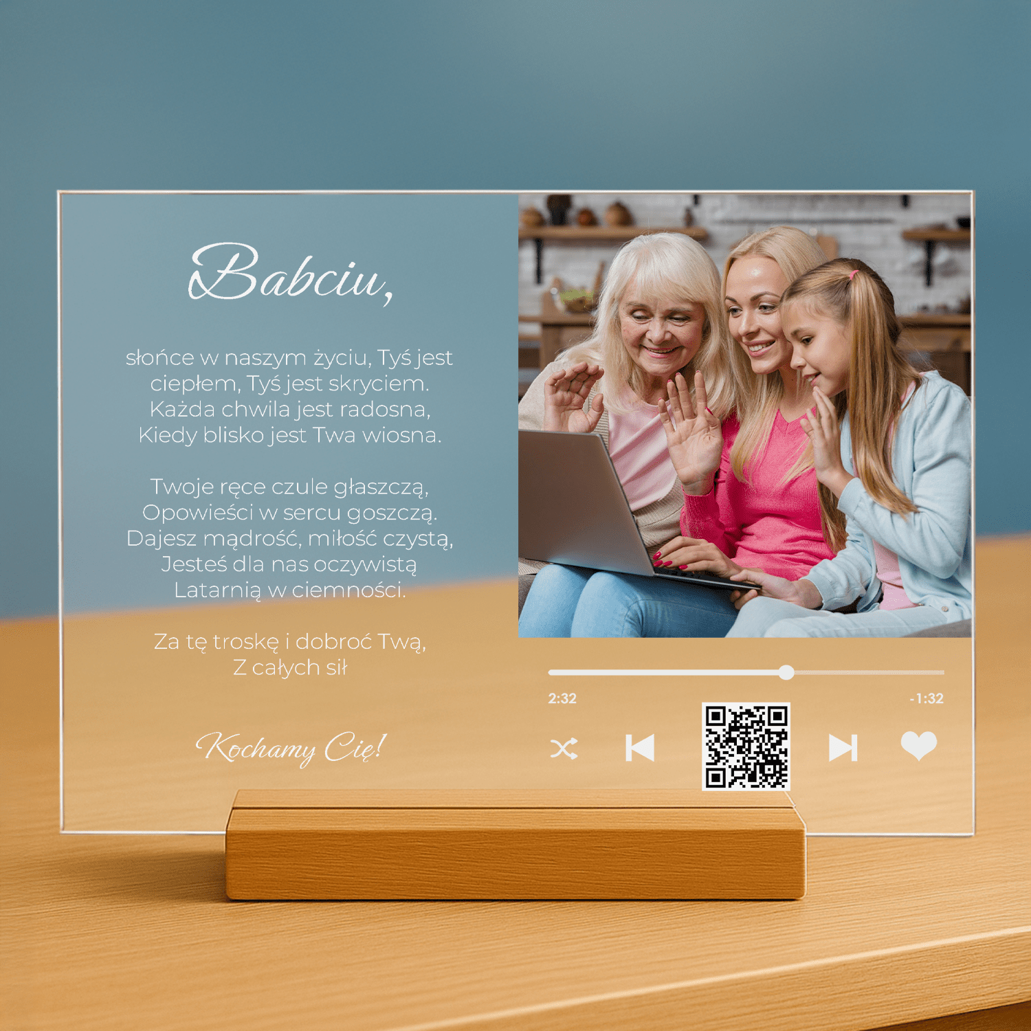 Podziękowania dla babci za jej troskę i dobroć - personalizowany druk na szkle dla babci - stworzprezent.pl