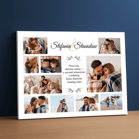 Przez lata idziemy razem - kolaż na płótnie dla pary - StwórzPrezent.pl