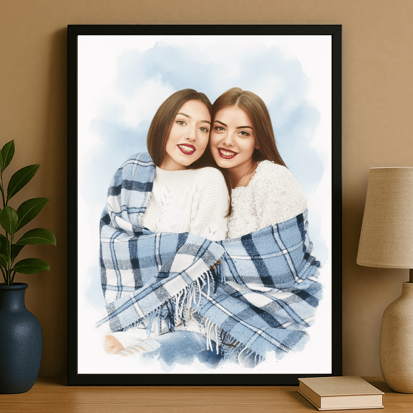 Przyjaciółki namalowane akwarelą - portret na plakacie dla przyjaciółki - StwórzPrezent.pl