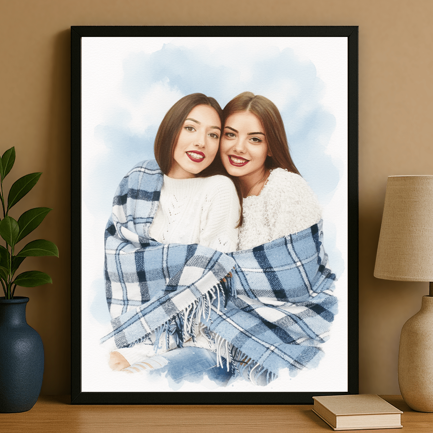 Przyjaciółki namalowane akwarelą - portret na plakacie dla przyjaciółki - StwórzPrezent.pl