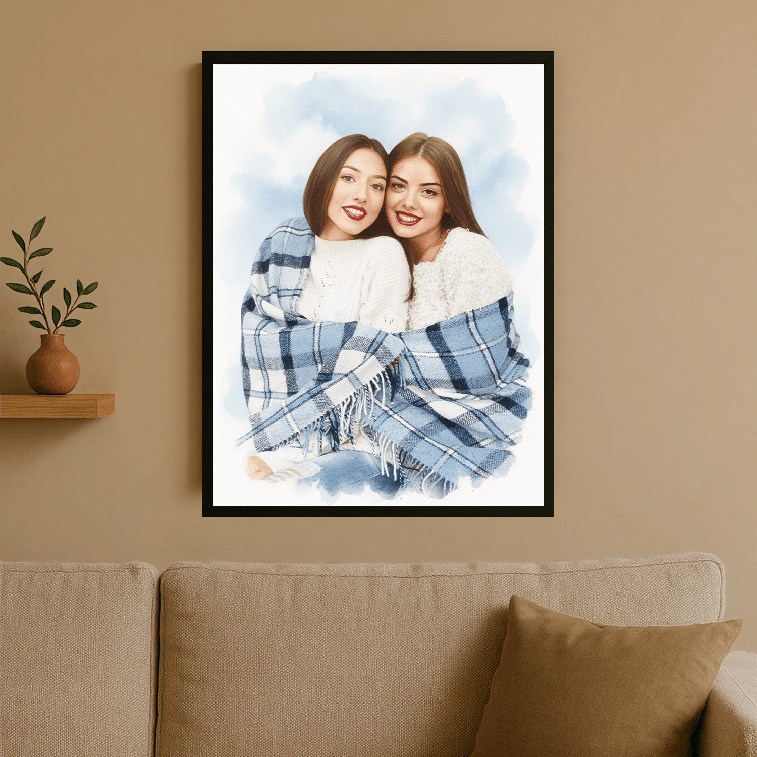 Przyjaciółki namalowane akwarelą - portret na plakacie dla przyjaciółki - StwórzPrezent.pl