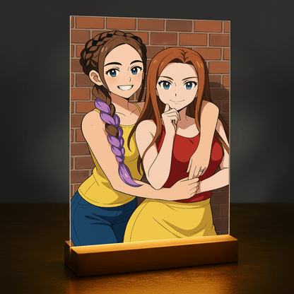 Przyjaciółki w stylu Anime - portret na szkle akrylowym dla przyjaciółki - stworzprezent.pl