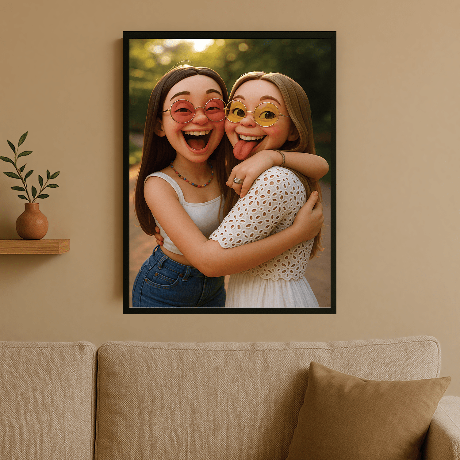 Przyjaciółki w stylu filmu anumowanego 3D - portret na plakacie dla przyjaciółki - StwórzPrezent.pl