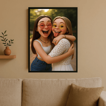 Przyjaciółki w stylu filmu anumowanego 3D - portret na plakacie dla przyjaciółki - StwórzPrezent.pl