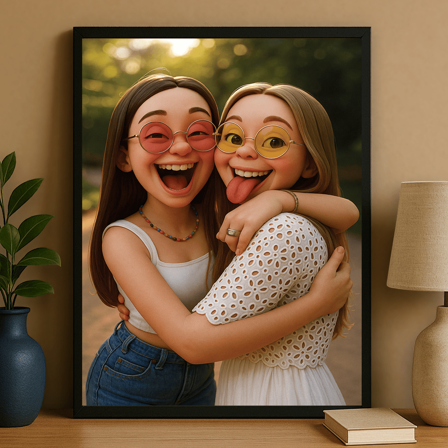 Przyjaciółki w stylu filmu anumowanego 3D - portret na plakacie dla przyjaciółki - StwórzPrezent.pl