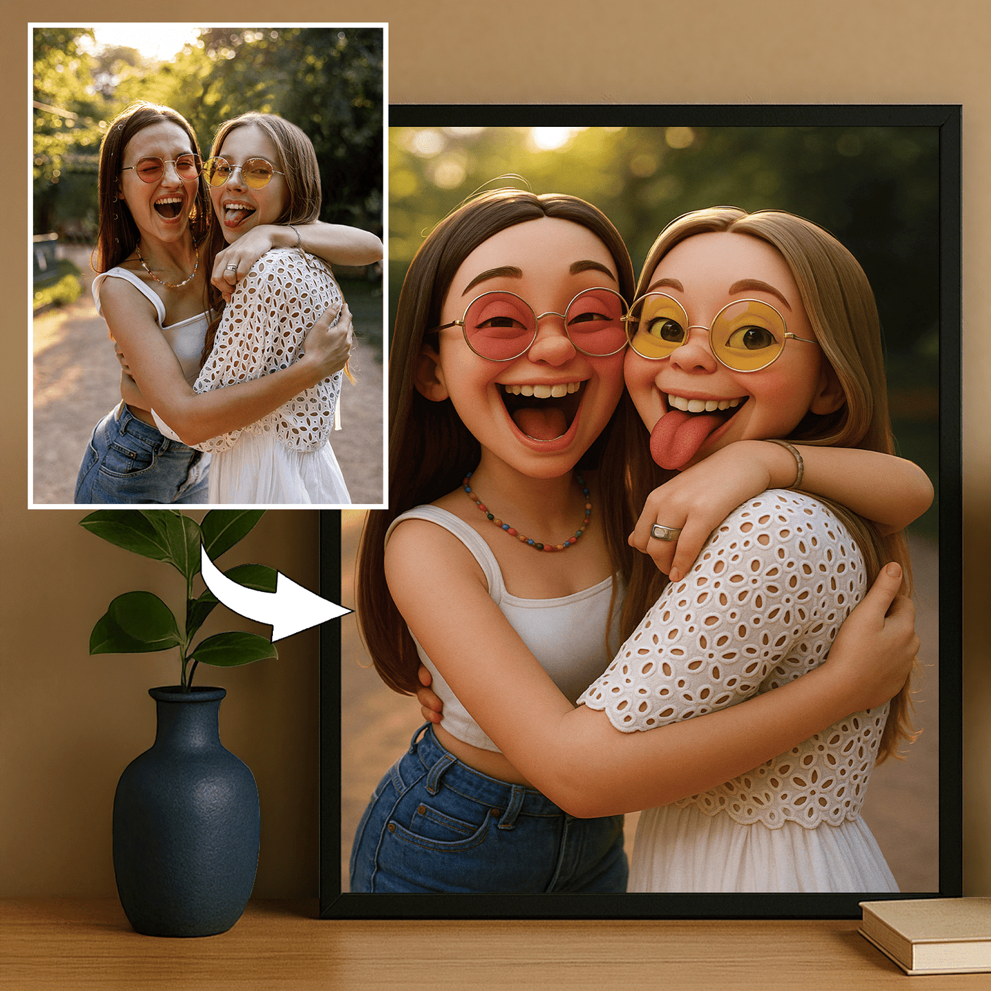 Przyjaciółki w stylu filmu anumowanego 3D - portret na plakacie dla przyjaciółki - StwórzPrezent.pl