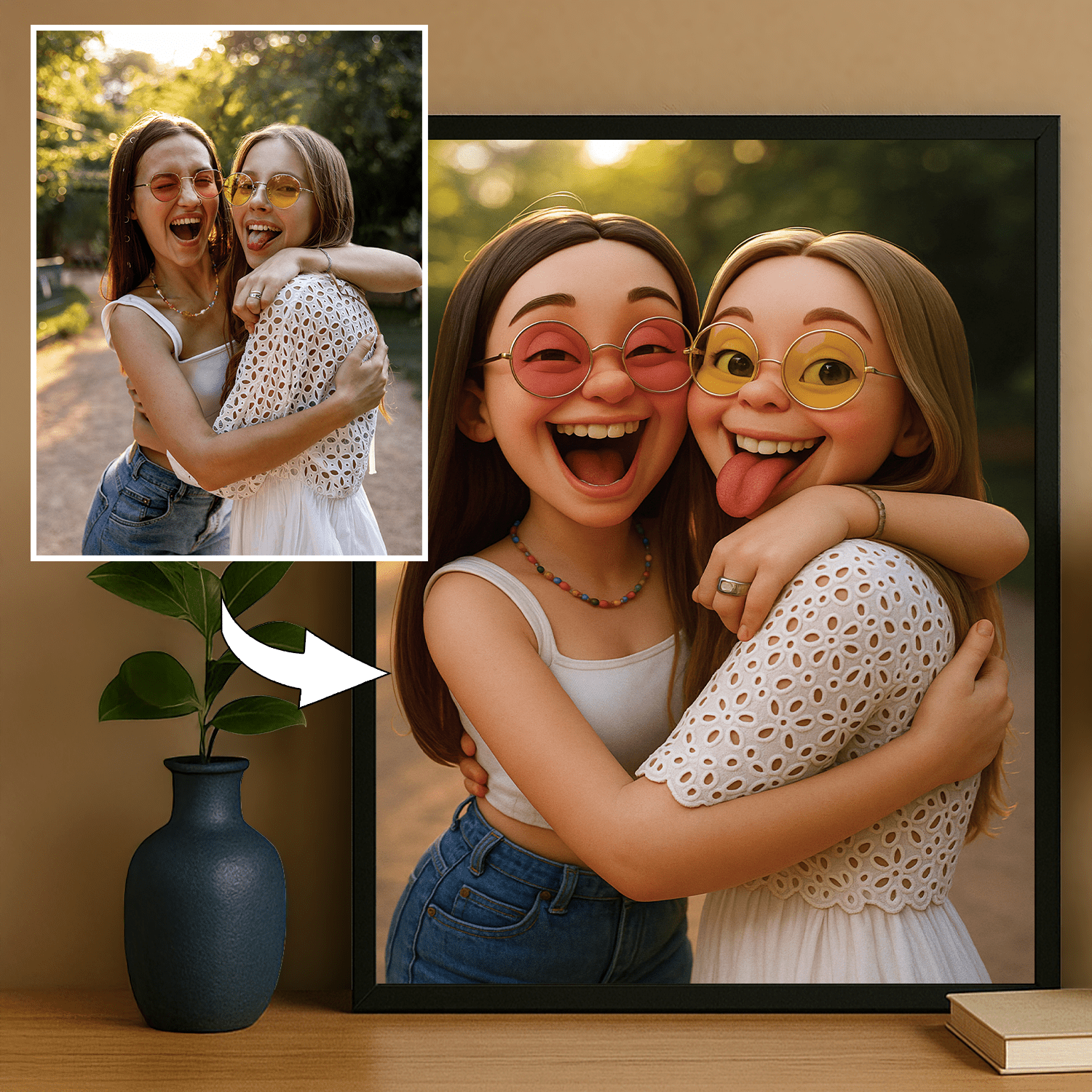 Przyjaciółki w stylu filmu anumowanego 3D - portret na plakacie dla przyjaciółki - StwórzPrezent.pl