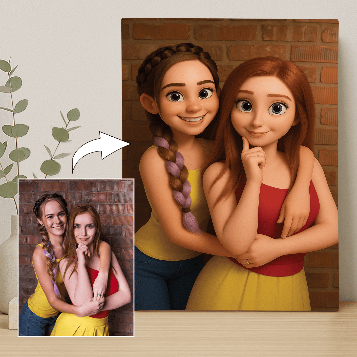 Przyjaciółki w stylu jak z animacji 3D - portret na płótnie dla przyjaciółki - StwórzPrezent.pl