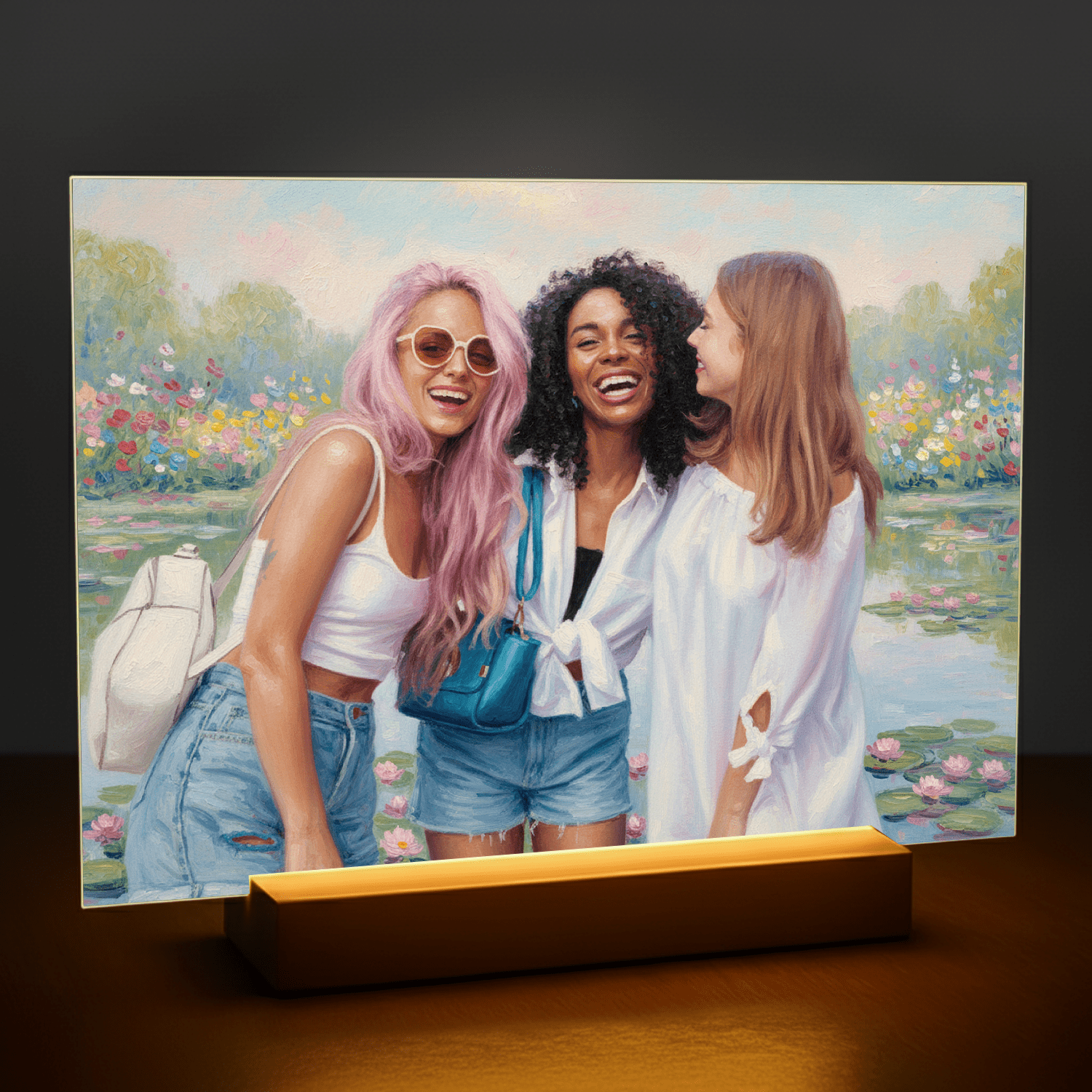 Przyjaciółki w stylu Monet - portret na szkle akrylowym dla przyjaciółki - stworzprezent.pl