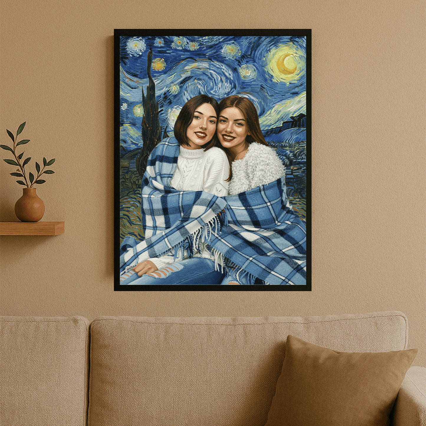 Przyjaciółki z gwieździstym tłem - portret na plakacie dla przyjaciółki - StwórzPrezent.pl