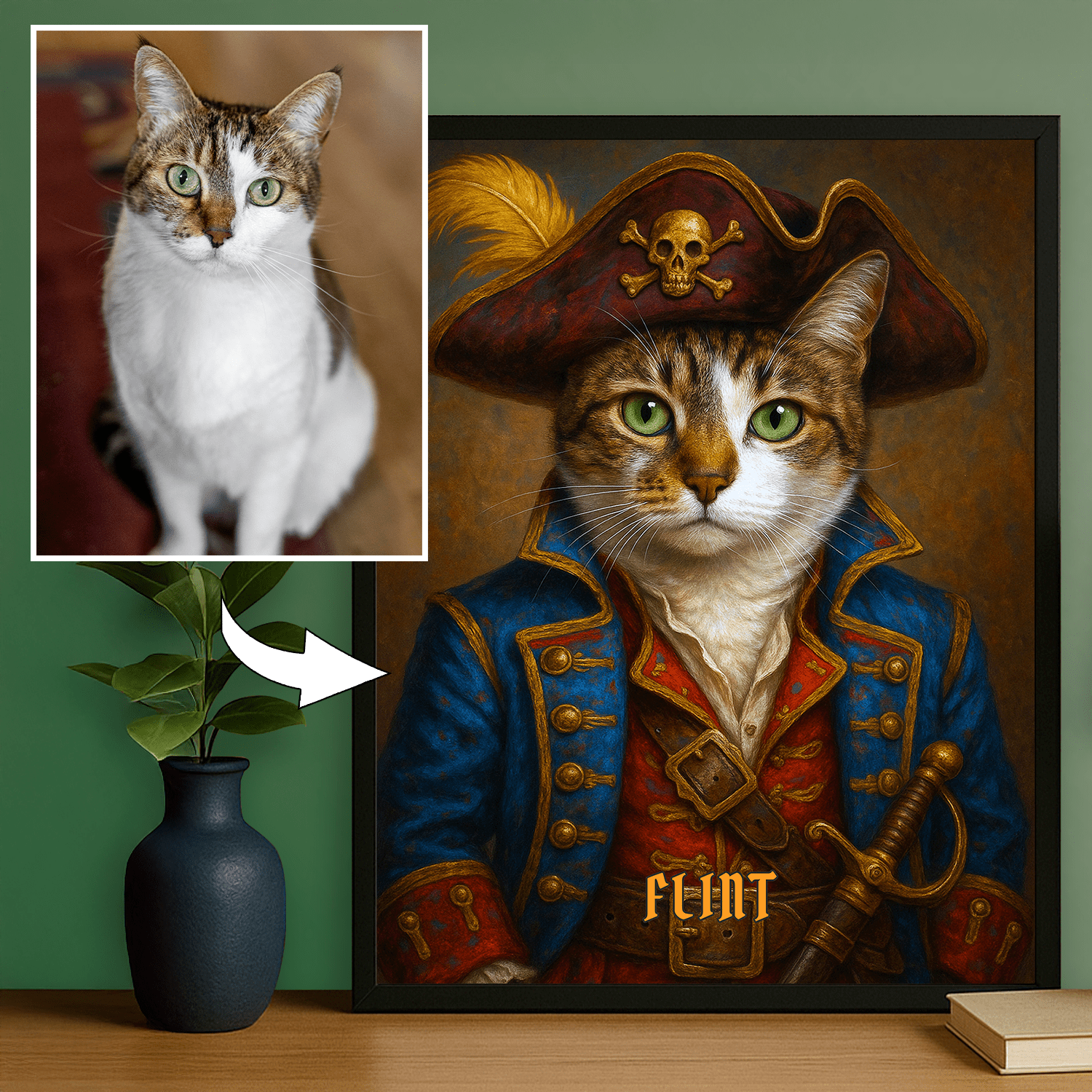 Pupil jako pirat - portret na plakacie dla miłośnika kotów - StwórzPrezent.pl