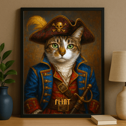 Pupil jako pirat - portret na plakacie dla miłośnika kotów - StwórzPrezent.pl