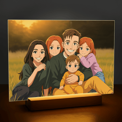 Rodzina jak z Anime - portret na szkle akrylowym dla rodziców - stworzprezent.pl