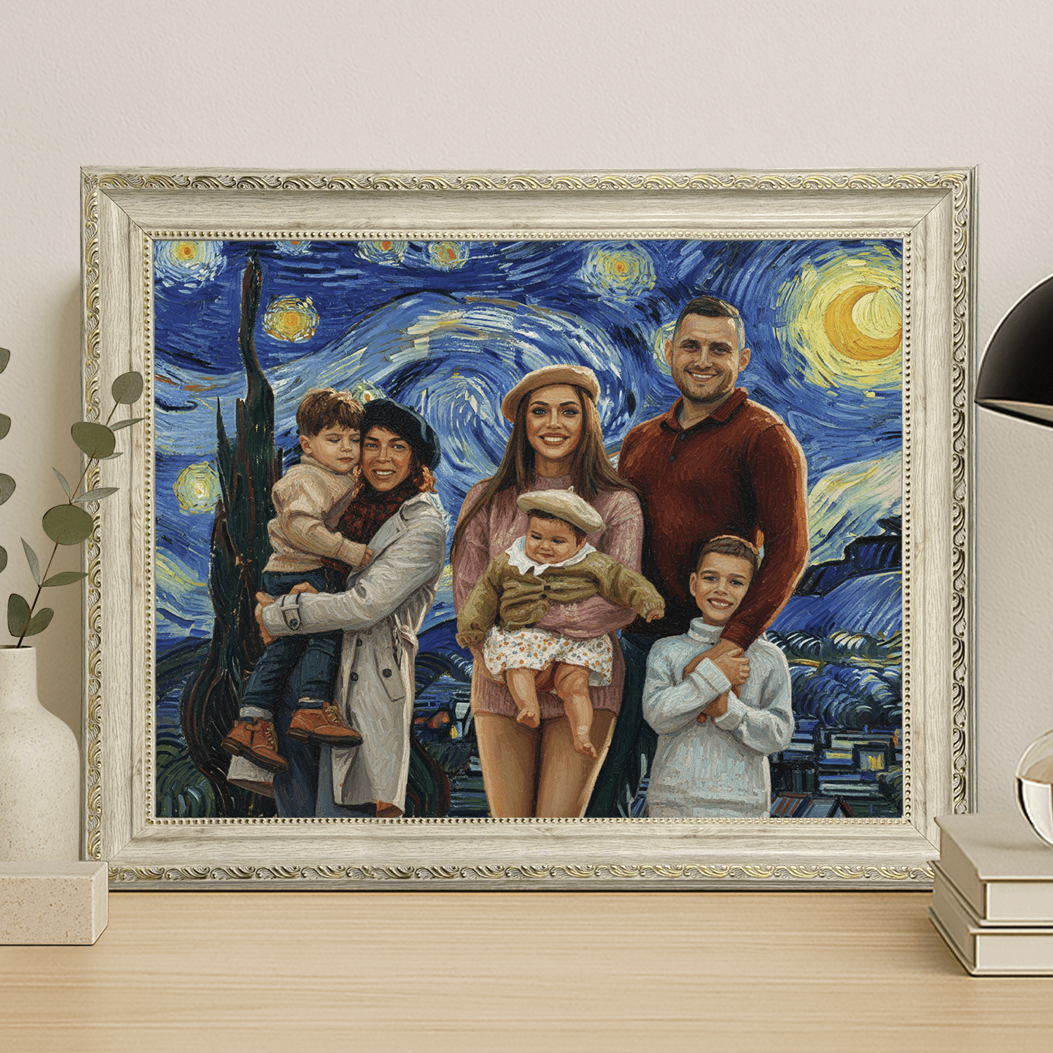Rodzina na tle gwieździstego nieba - portret na płótnie dla rodziców - StwórzPrezent.pl
