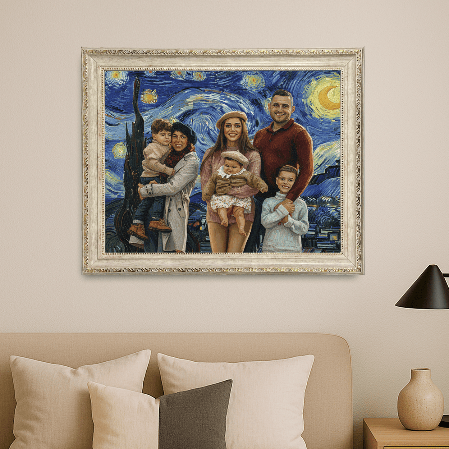 Rodzina na tle gwieździstego nieba - portret na płótnie dla rodziców - StwórzPrezent.pl