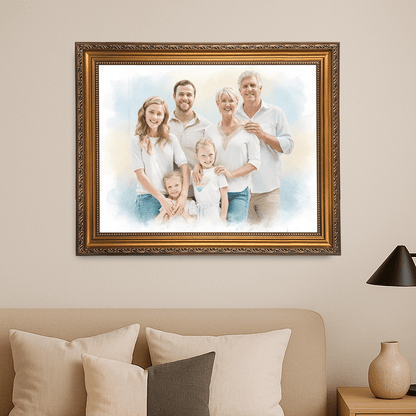 Rodzina w akwarelowym stylu - portret na płótnie dla rodziców - StwórzPrezent.pl