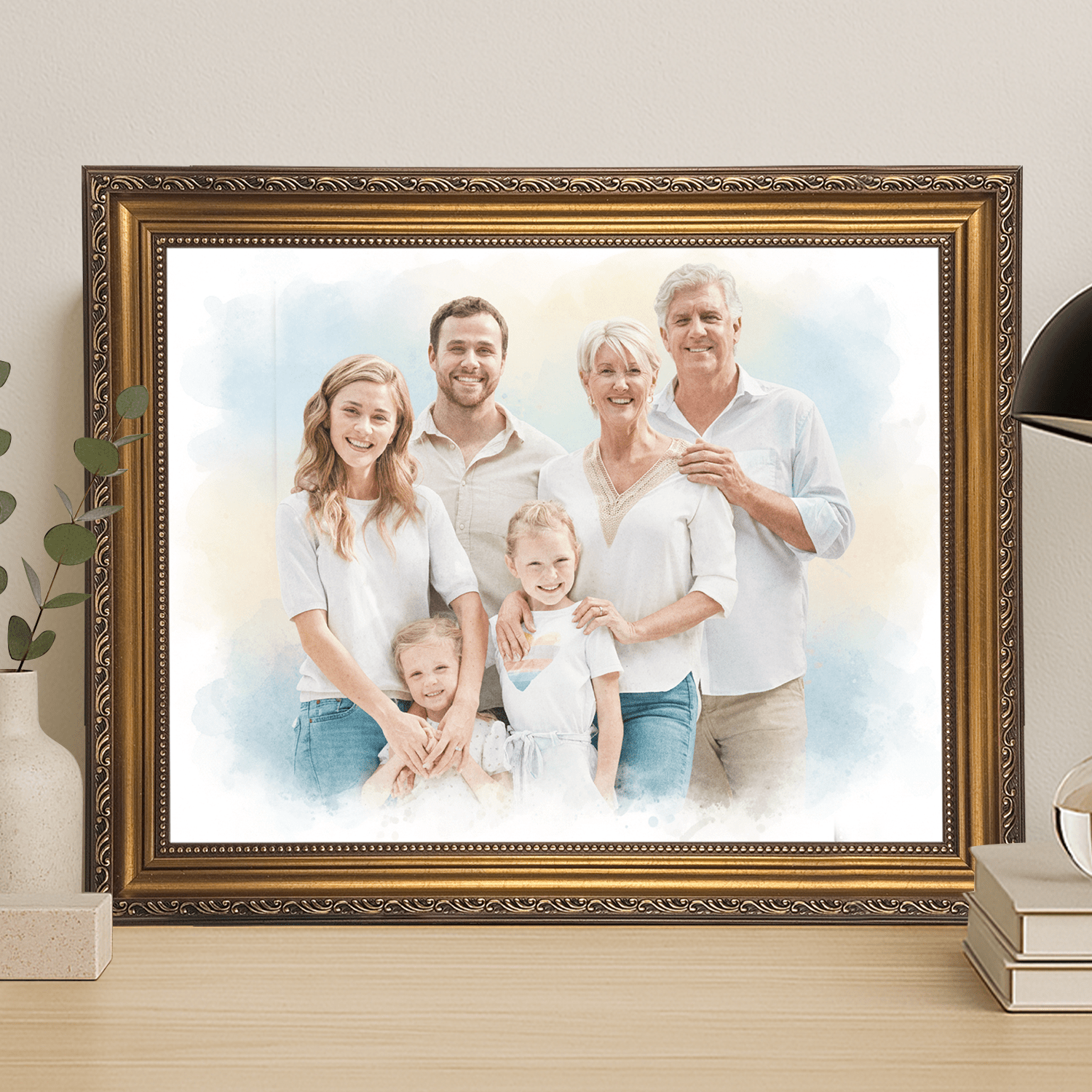 Rodzina w akwarelowym stylu - portret na płótnie dla rodziców - StwórzPrezent.pl