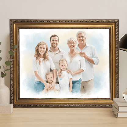 Rodzina w akwarelowym stylu - portret na płótnie dla rodziców - StwórzPrezent.pl