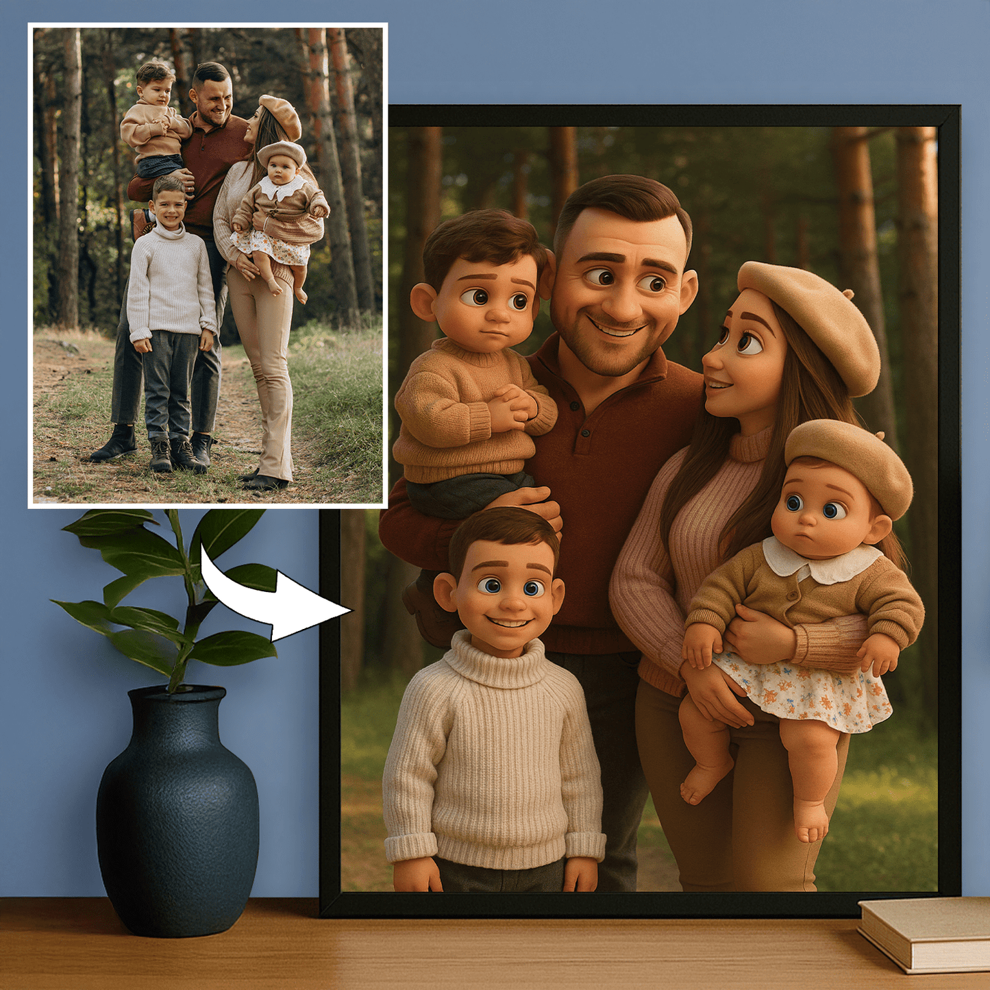 Rodzina w animowanym stylu 3D - portret na plakacie dla rodziców - StwórzPrezent.pl