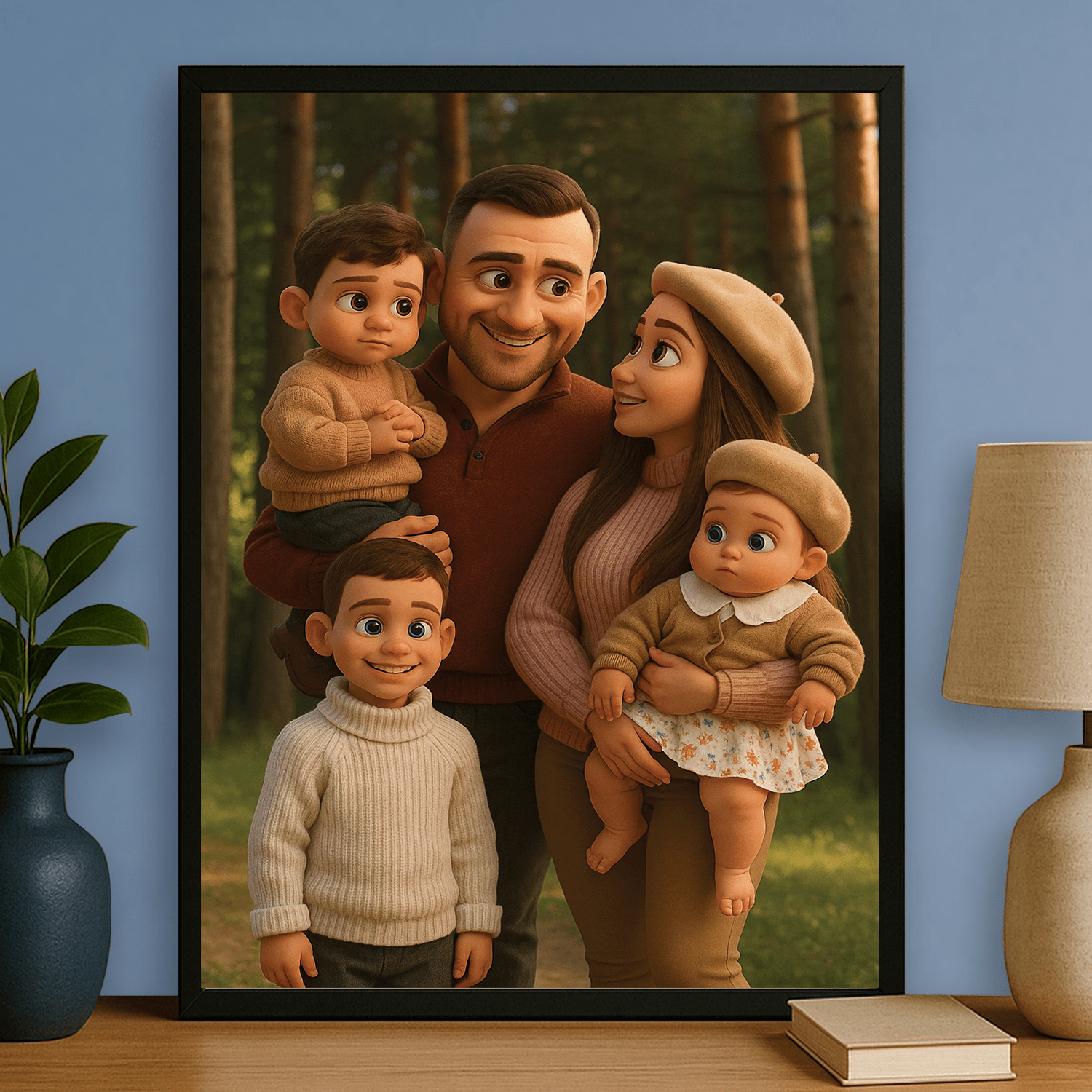 Rodzina w animowanym stylu 3D - portret na plakacie dla rodziców - StwórzPrezent.pl