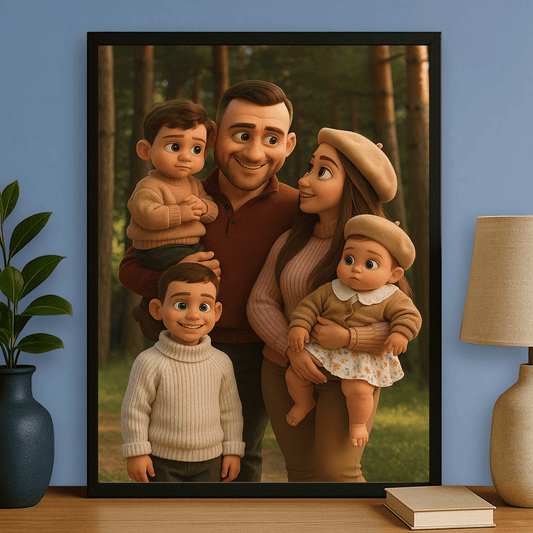 Rodzina w animowanym stylu 3D - portret na plakacie dla rodziców - StwórzPrezent.pl