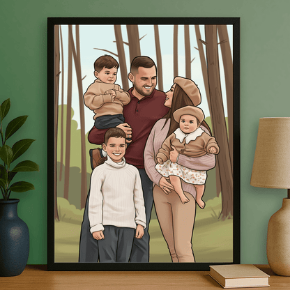 Rodzina w komiksowym stylu - portret na plakacie dla rodziców - StwórzPrezent.pl