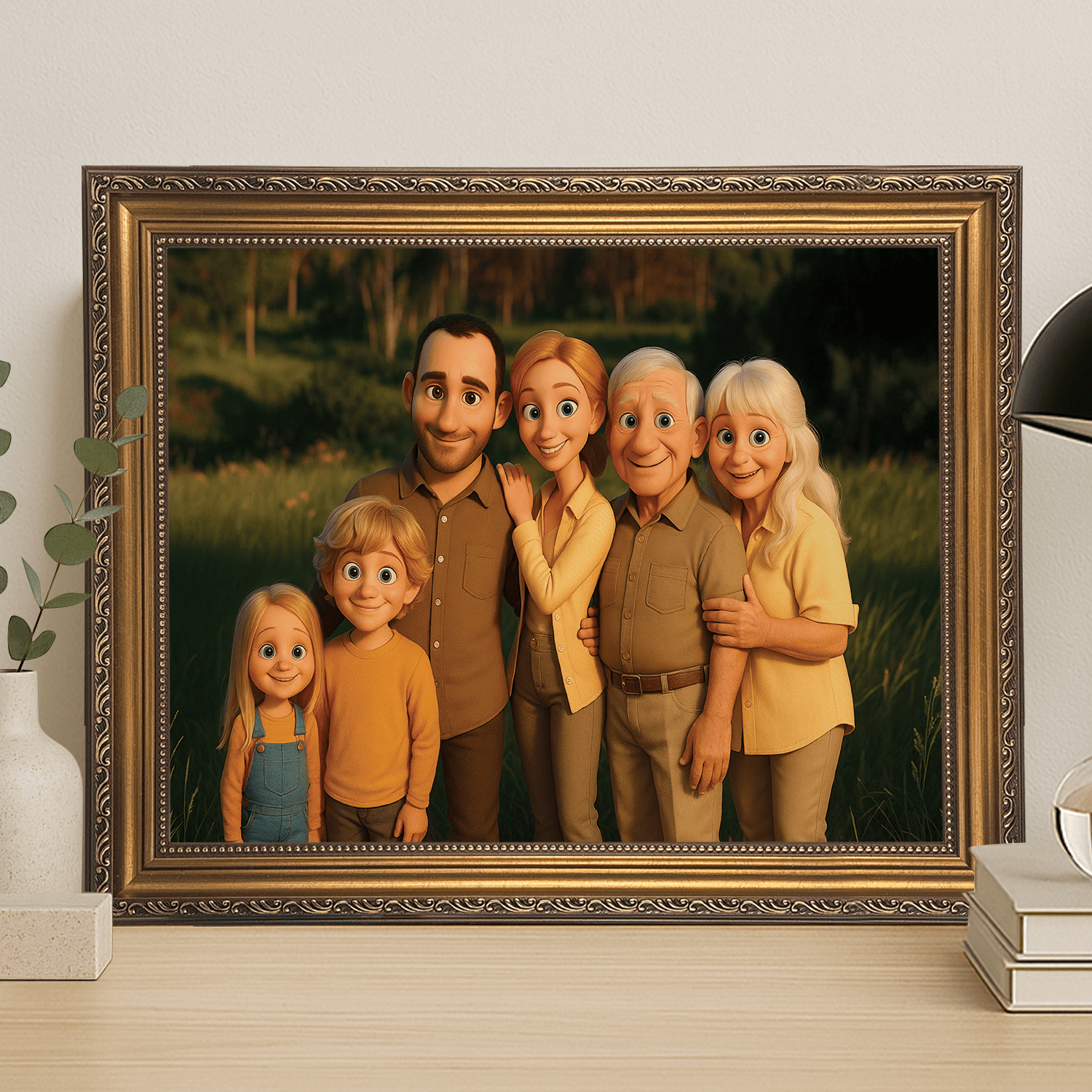 Rodzina w stylu animacji 3D - portret na płótnie dla rodziców - StwórzPrezent.pl