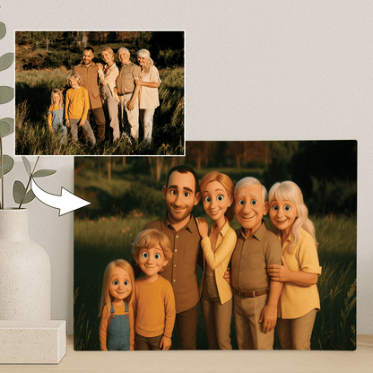 Rodzina w stylu animacji 3D - portret na płótnie dla rodziców - StwórzPrezent.pl