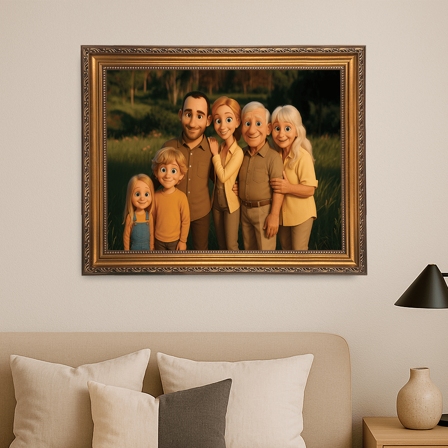 Rodzina w stylu animacji 3D - portret na płótnie dla rodziców - StwórzPrezent.pl