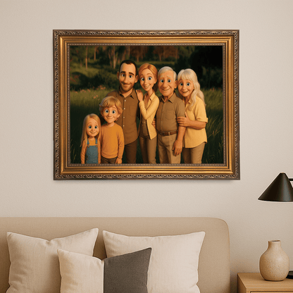 Rodzina w stylu animacji 3D - portret na płótnie dla rodziców - StwórzPrezent.pl