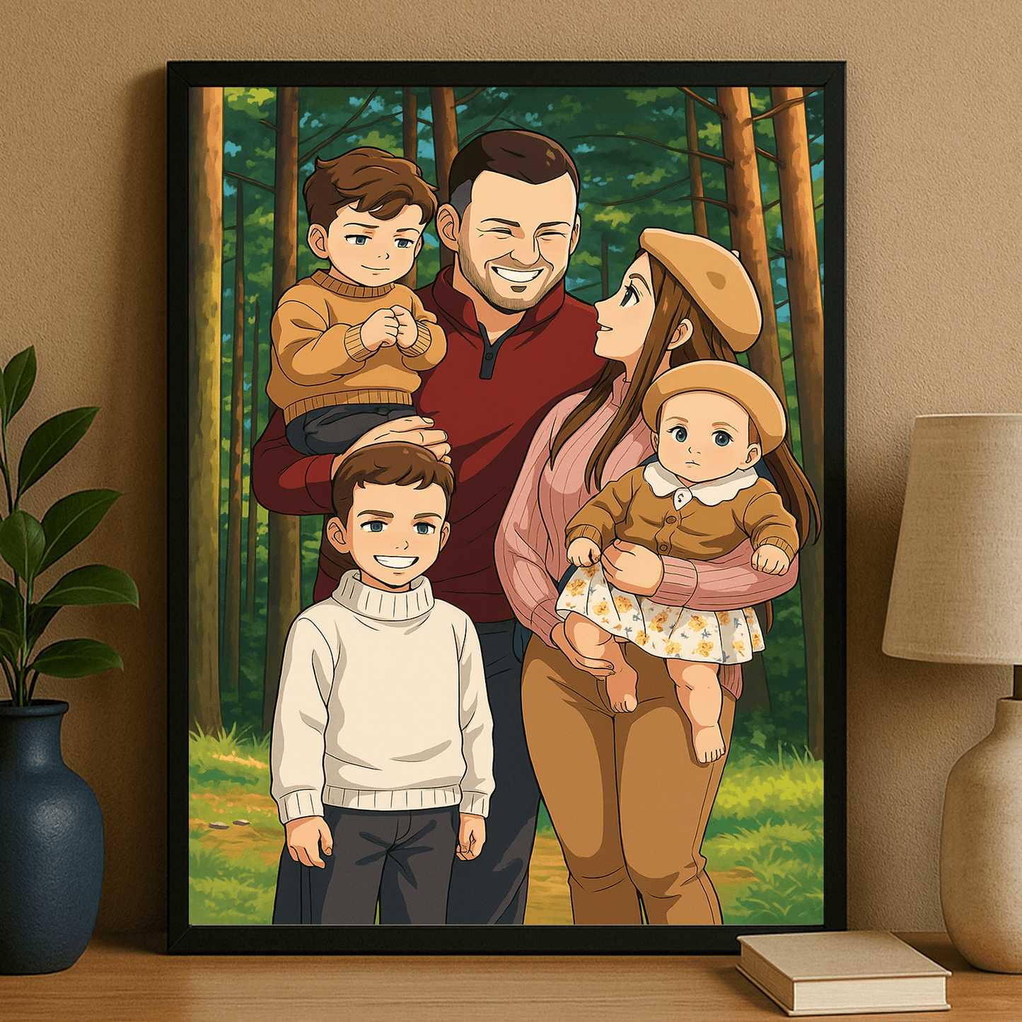 Rodzina w stylu anime - portret na plakacie dla rodziców - StwórzPrezent.pl