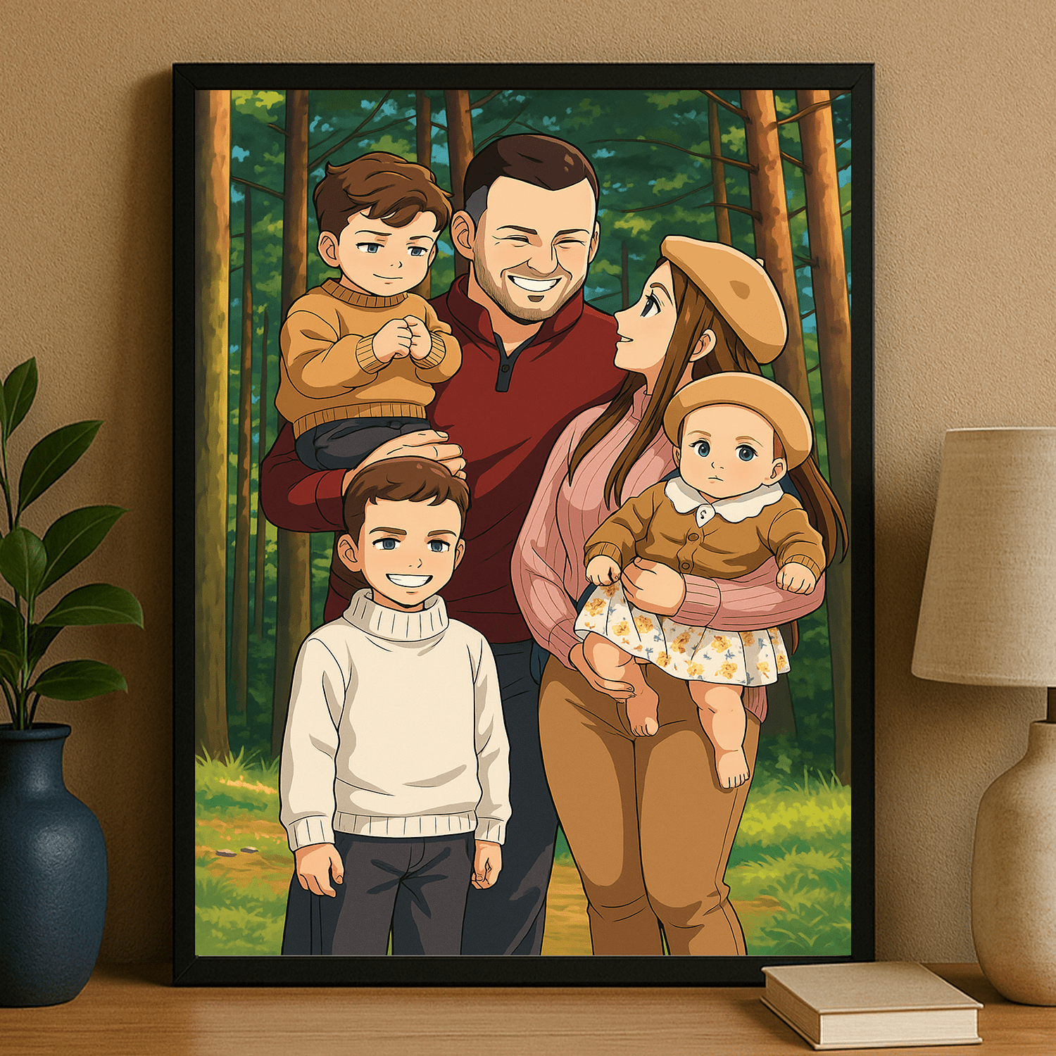 Rodzina w stylu anime - portret na plakacie dla rodziców - StwórzPrezent.pl