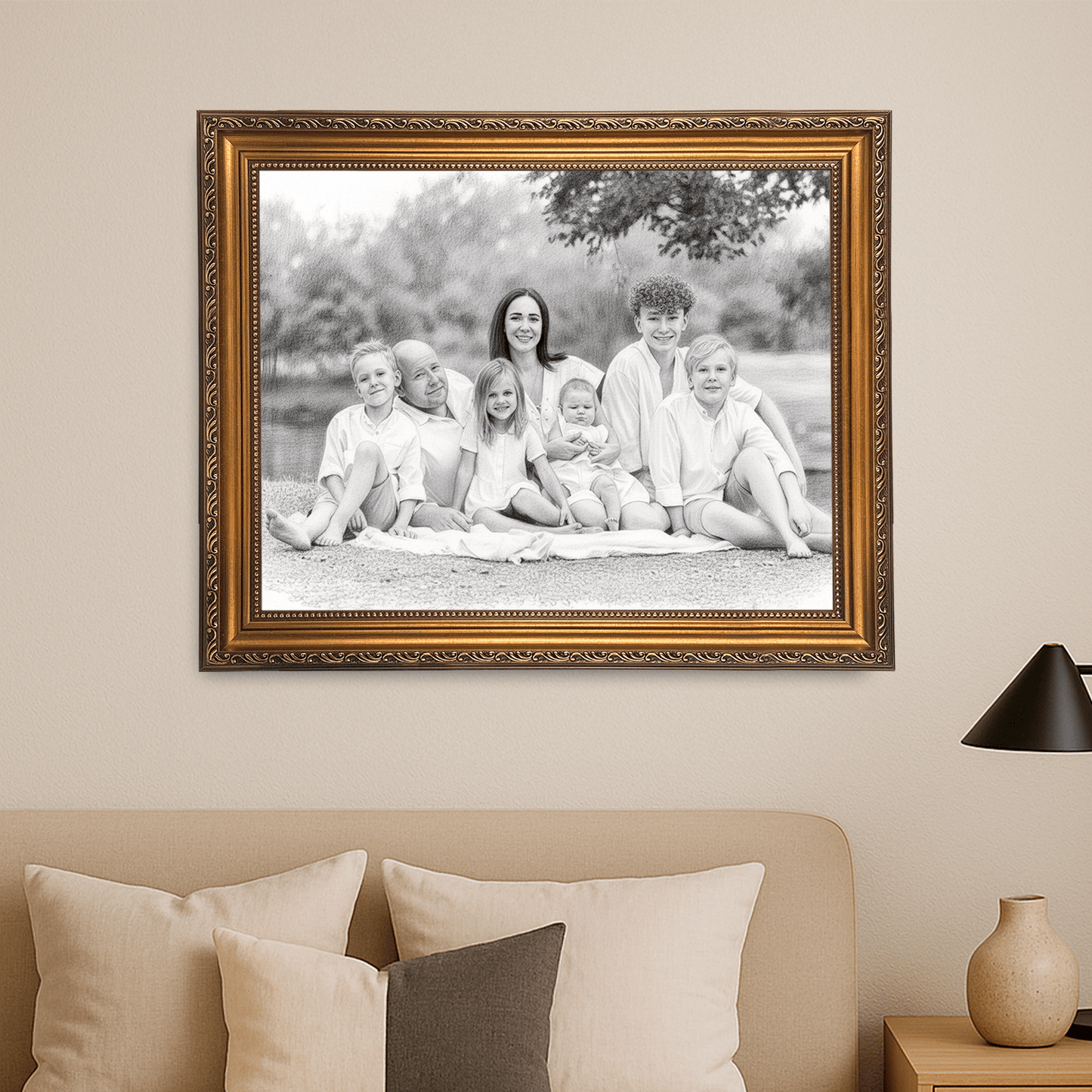 Rodzina w stylu szkicu - portret na płótnie dla rodziców - StwórzPrezent.pl