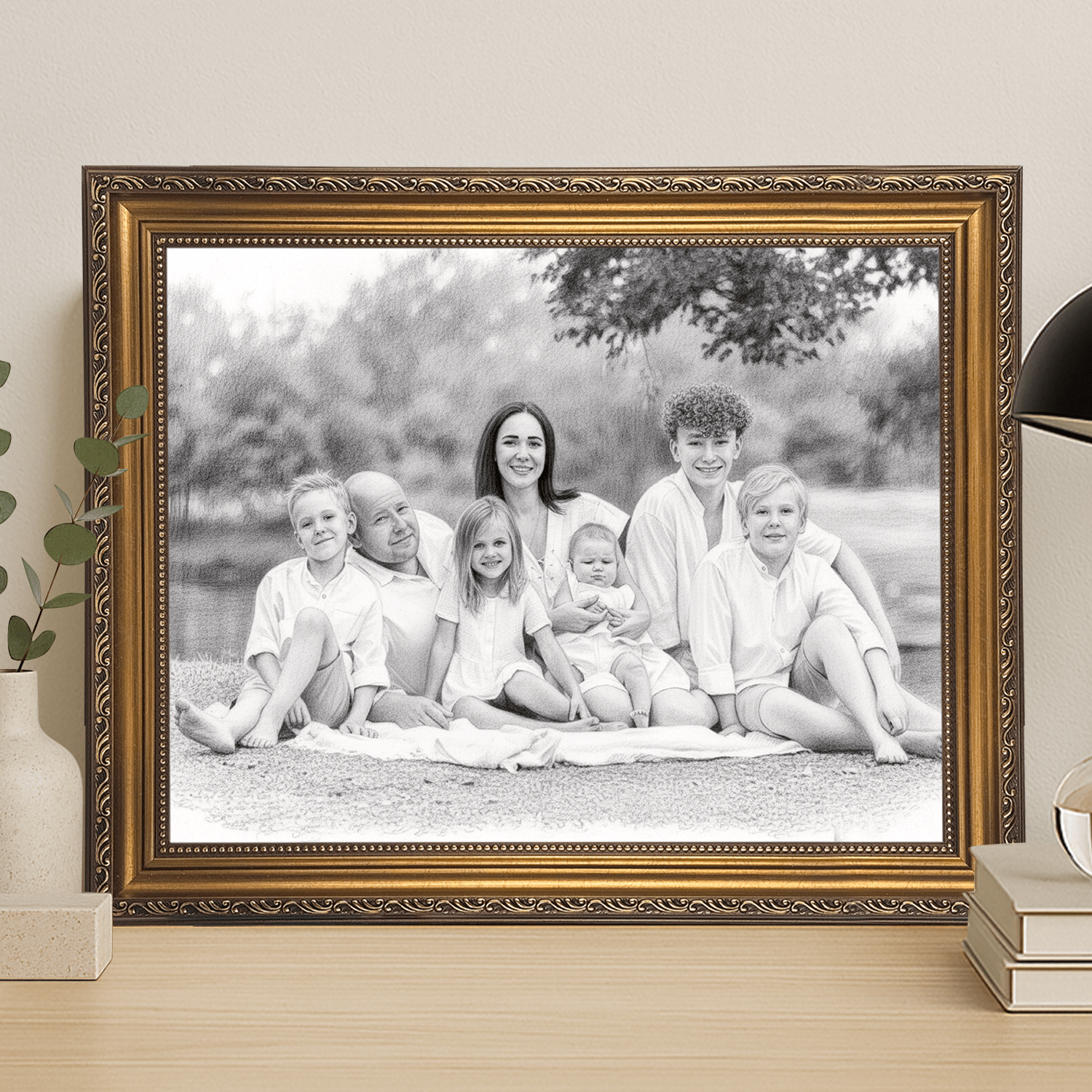 Rodzina w stylu szkicu - portret na płótnie dla rodziców - StwórzPrezent.pl