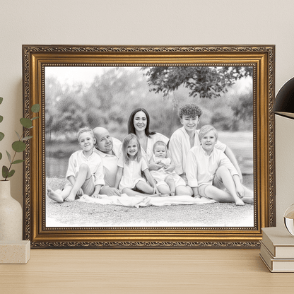 Rodzina w stylu szkicu - portret na płótnie dla rodziców - StwórzPrezent.pl