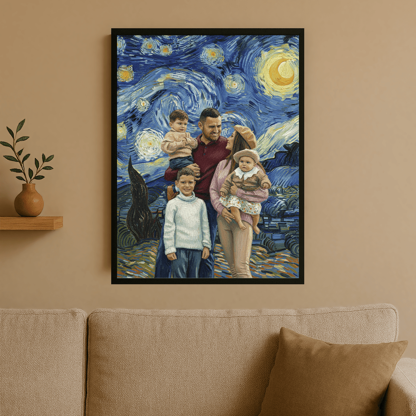 Rodzina w stylu Van Gogh - portret na plakacie dla rodziców - StwórzPrezent.pl