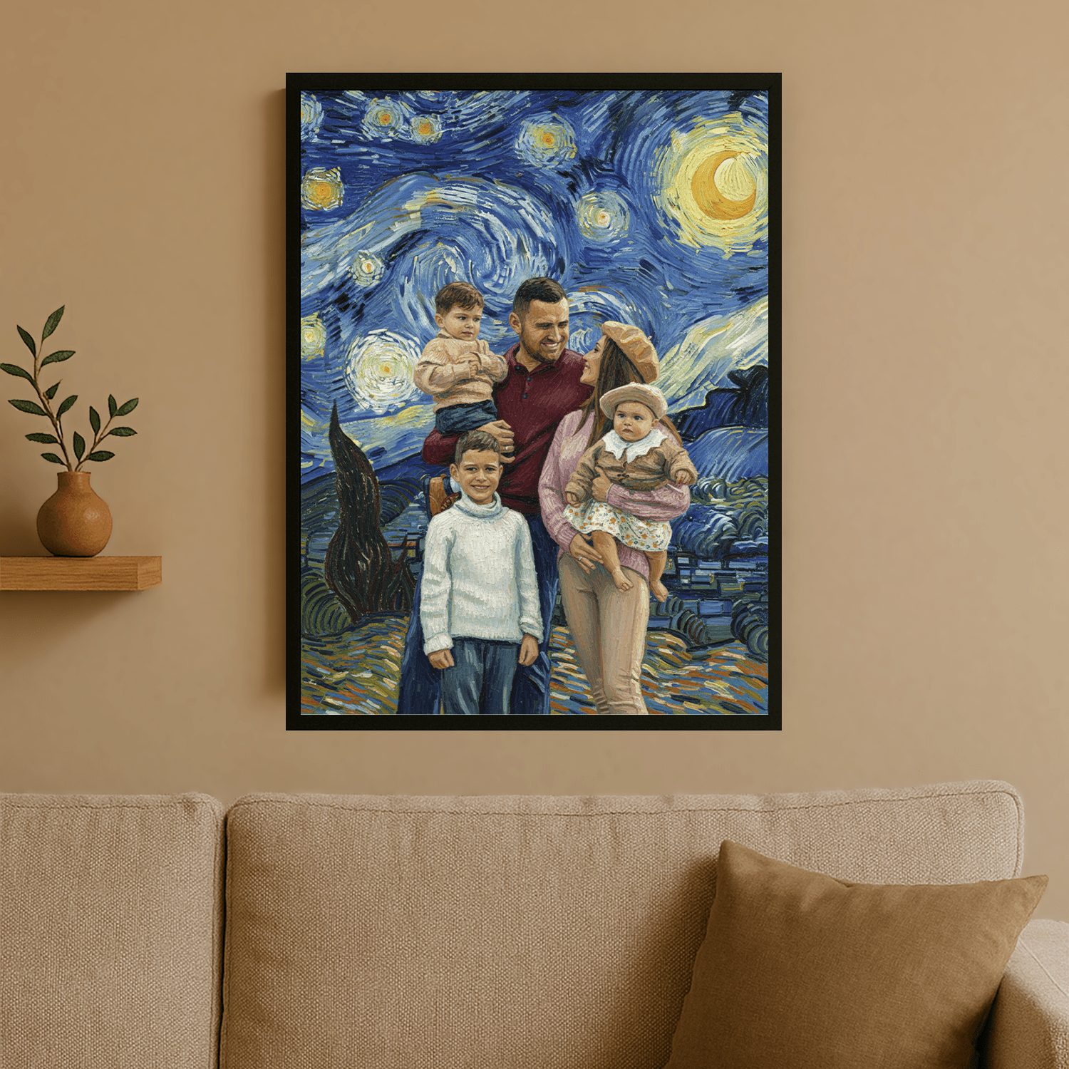 Rodzina w stylu Van Gogh - portret na plakacie dla rodziców - StwórzPrezent.pl