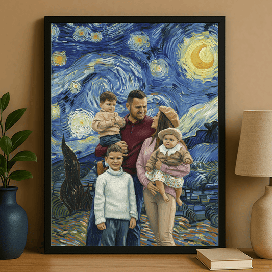 Rodzina w stylu Van Gogh - portret na plakacie dla rodziców - StwórzPrezent.pl