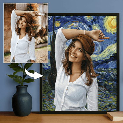 Rodzina w stylu Van Gogh - portret na plakacie dla rodziców - StwórzPrezent.pl