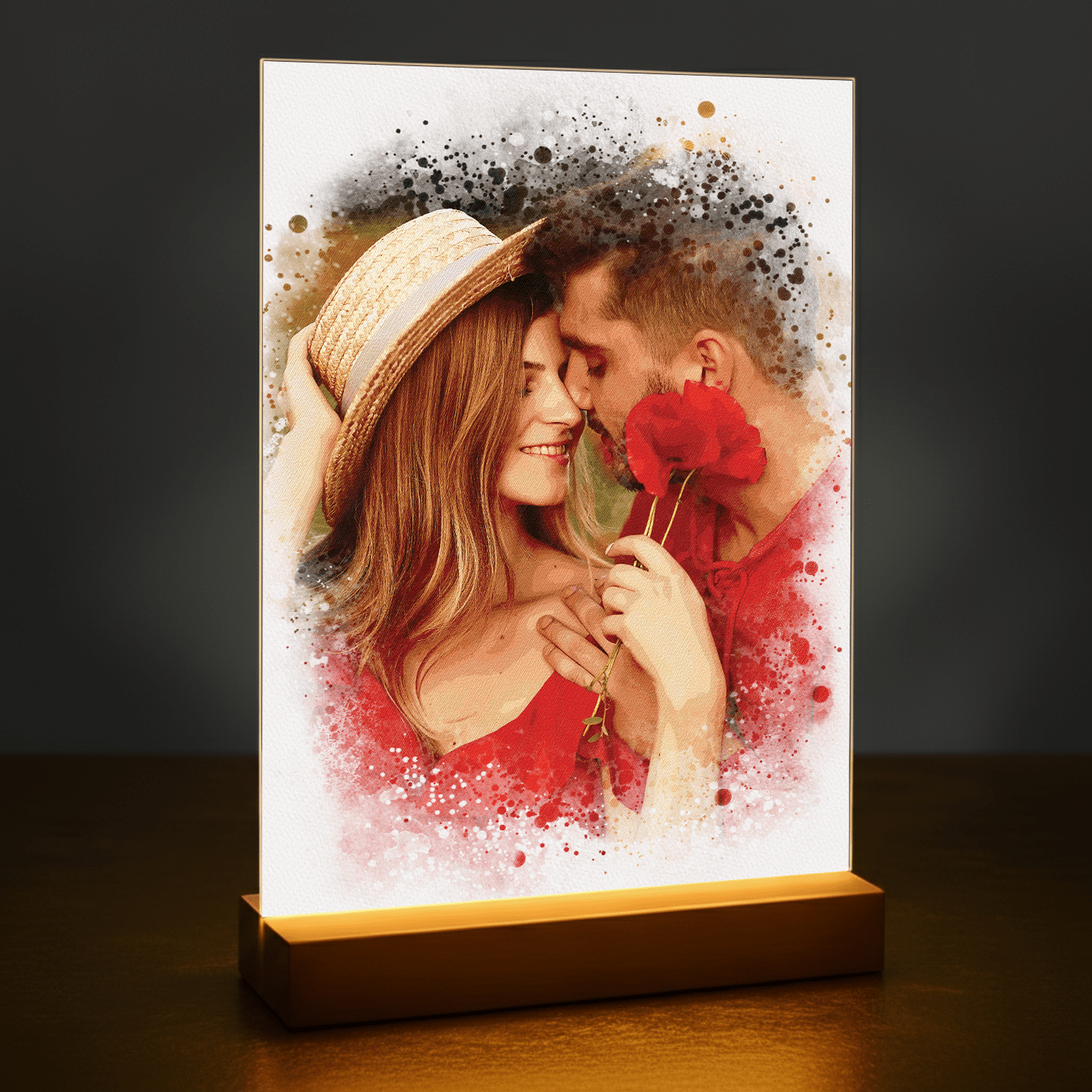 Romantic print watercolor - portret na szkle dla pary - stworzprezent.pl
