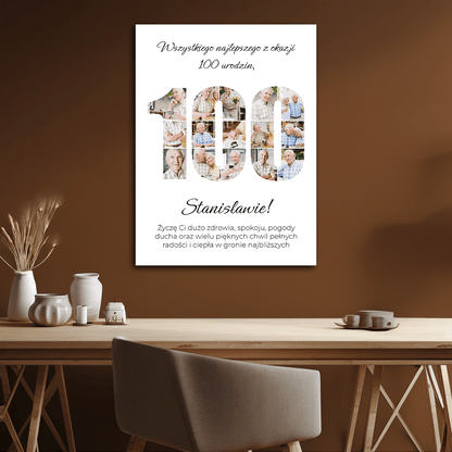 Setne urodziny - kolaż na płótnie dla mężczyzny - StwórzPrezent.pl