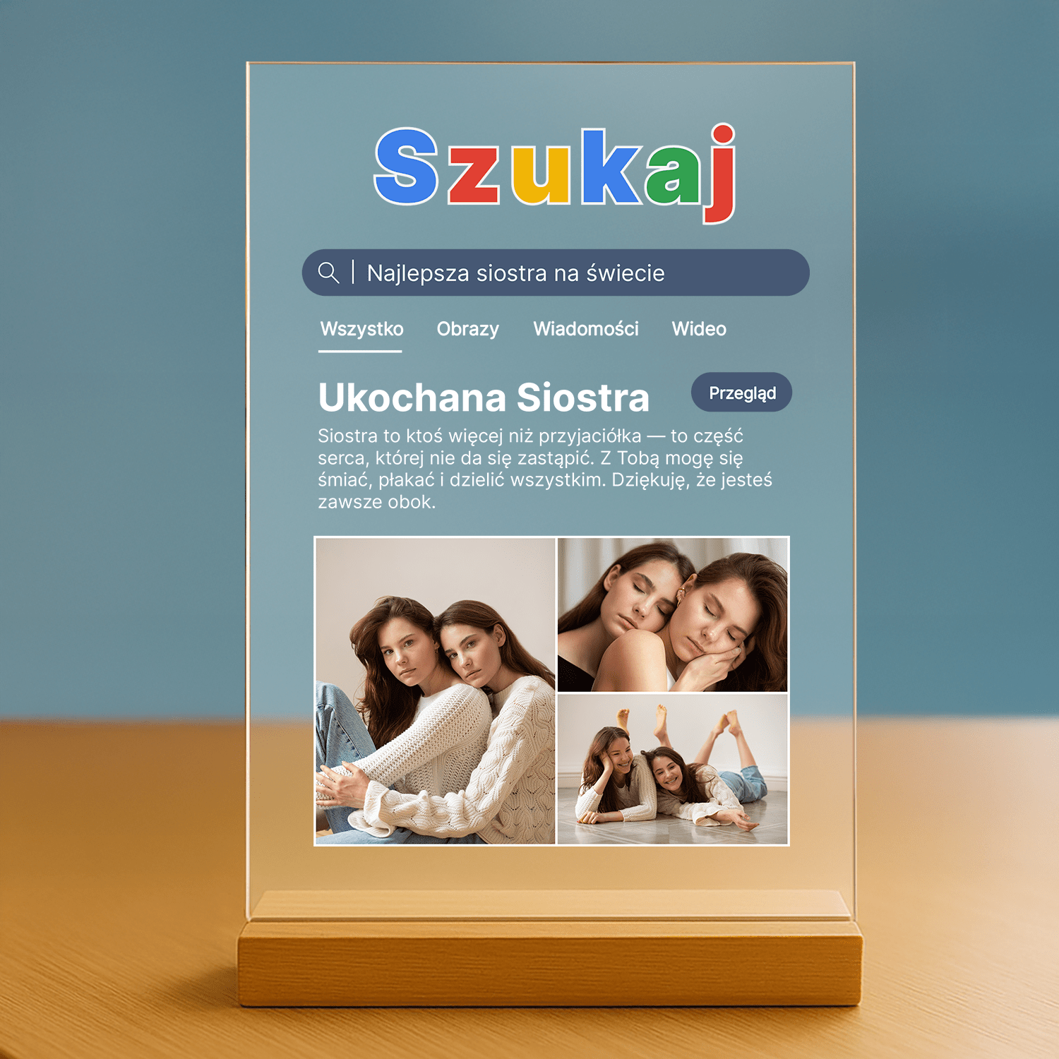 Siostra - druk na szkle akrylowym dla siostry - stworzprezent.pl